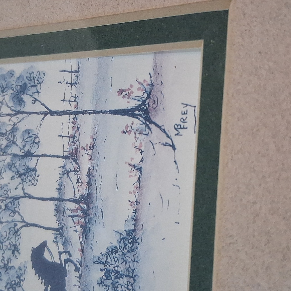 Vintage Pair M Frey Amish Country Art Lithographs Signed Numbered Carriage Buggy - Picture 7 of 16